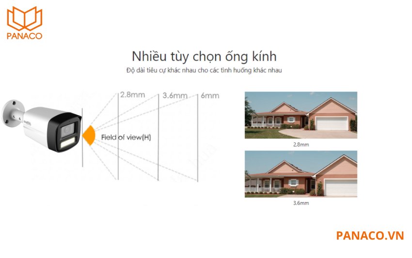 DH-HAC-HFW1200TLMP-IL-T-VN hỗ trợ ống kính 3.6mm