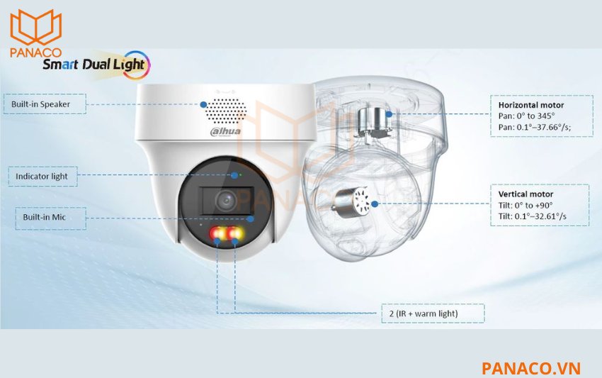 DH-IPC-PT1439H-PV tích hợp đèn IR và warm light