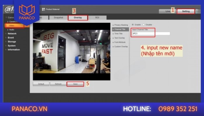 Đổi tên trực tiếp trên camera Dahua
