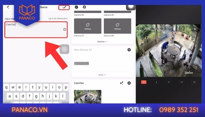 Kết quả sau khi đổi tên thiết bị trong tài khoản Hik-connect