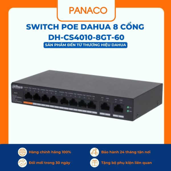 Switch Poe Dahua 8 cổng DH-CS4010-8GT-60