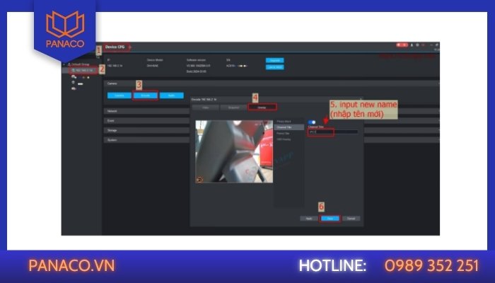 Thao tác đổi tên từng kênh camera