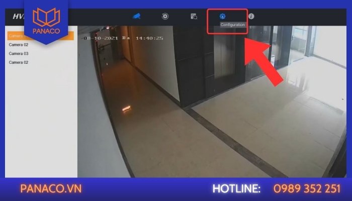 Cách đổi tên camera đầu ghi Hikvision: Truy cập mục cài đặt (Configurations)