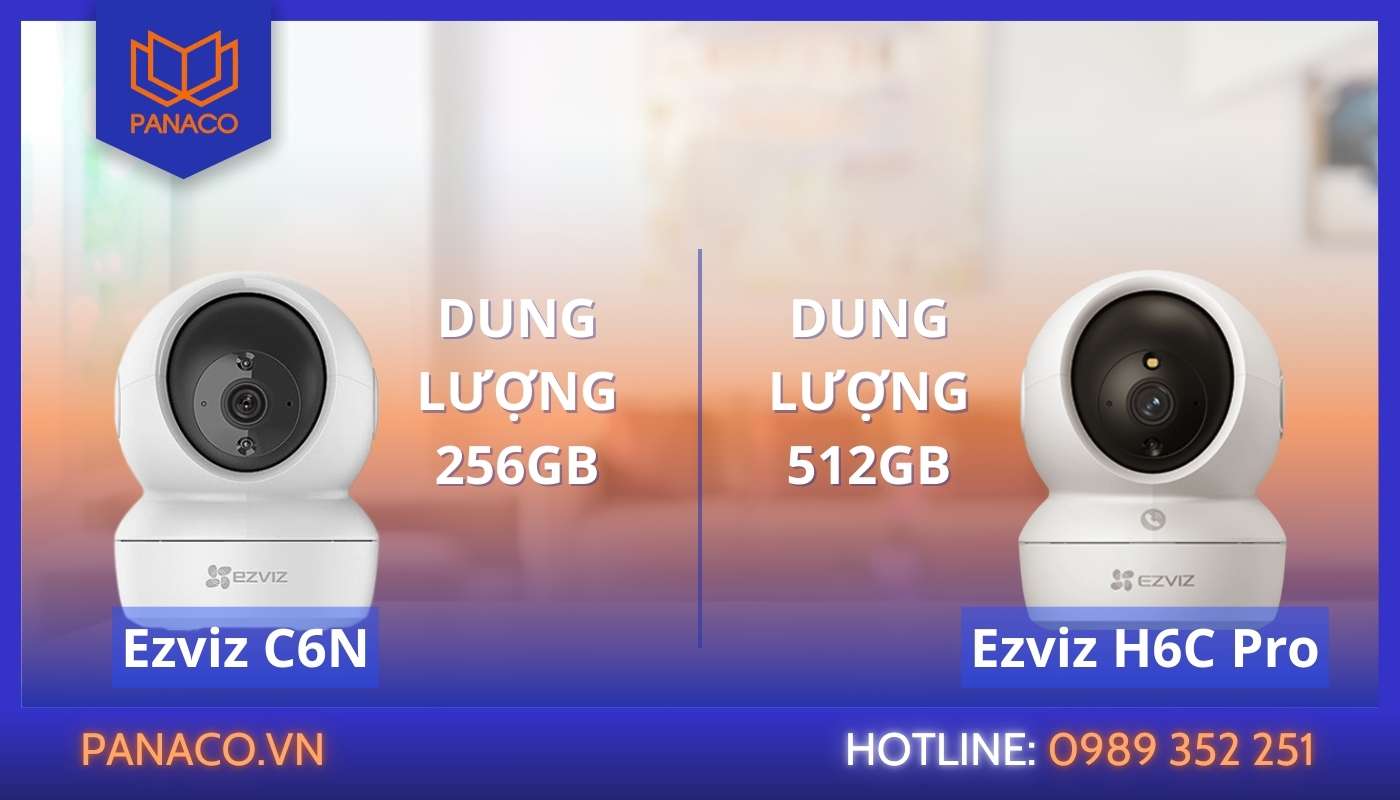 Dung lượng bộ nhớ của camera Ezviz C6N so với H6C Pro