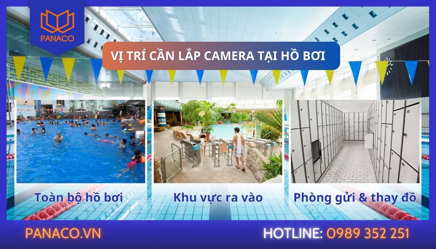 Các vị trí tại hồ bơi PANACO nhận lắp camera an ninh
