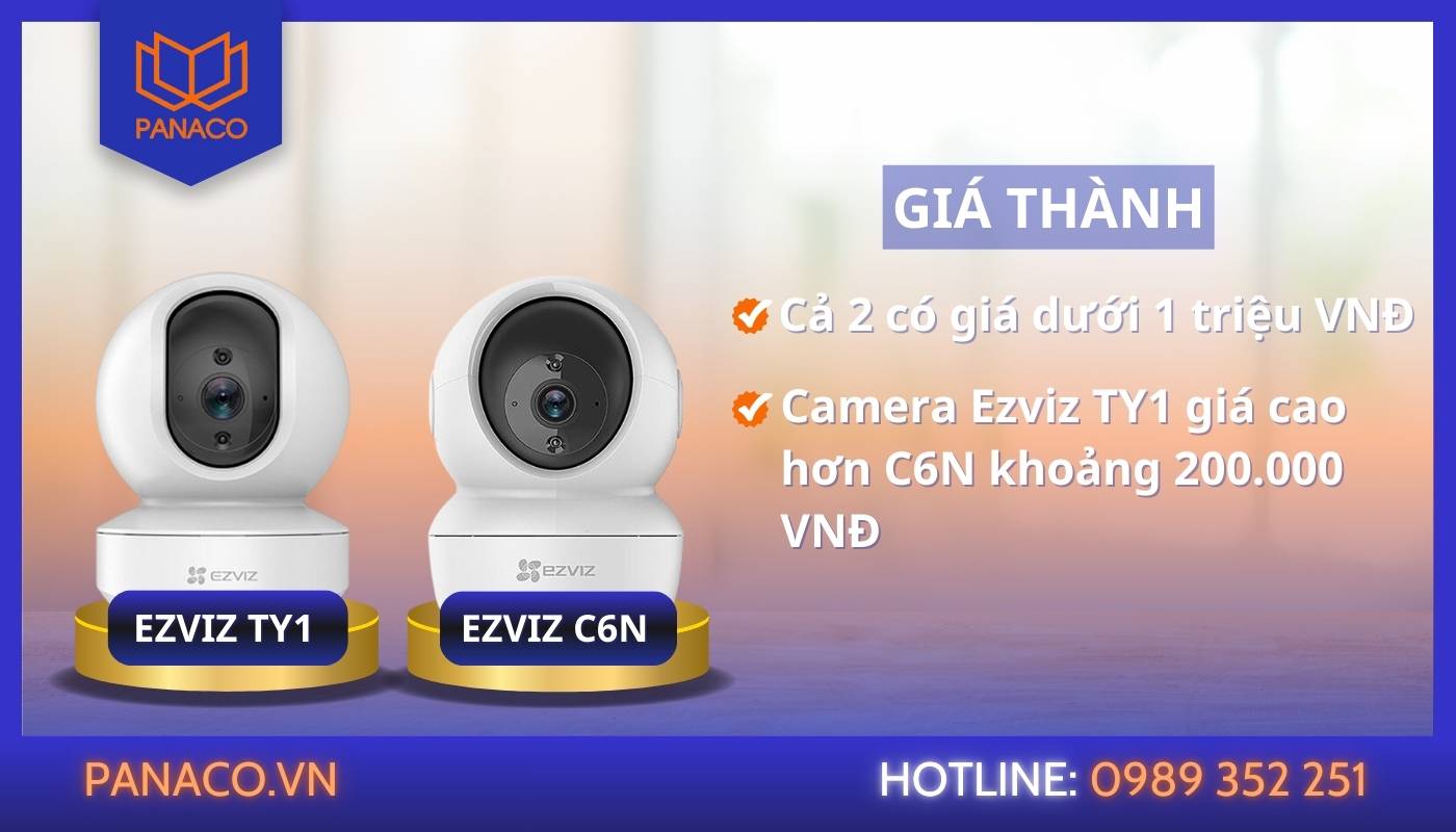So sánh giá thành giữa camera Ezviz C6N với Ezviz TY1