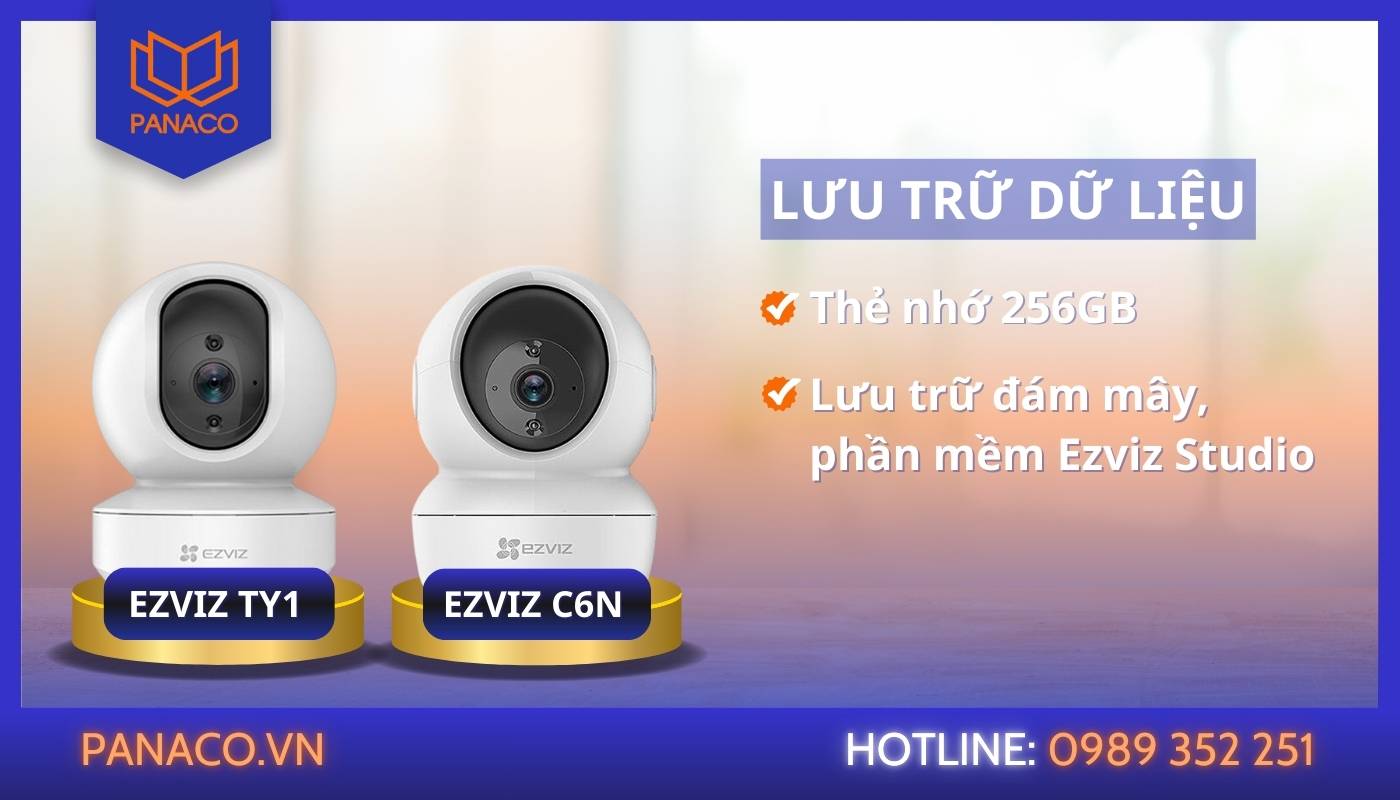 Dung lượng lưu trữ của camera Ezviz TY1 so với Ezviz C6N