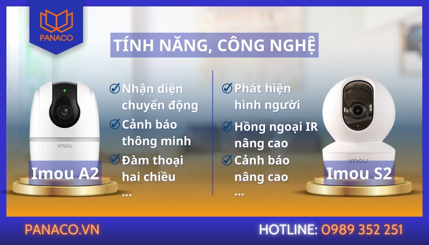 So sánh camera Imou Ranger S2 và A2 về tính năng & công nghệ