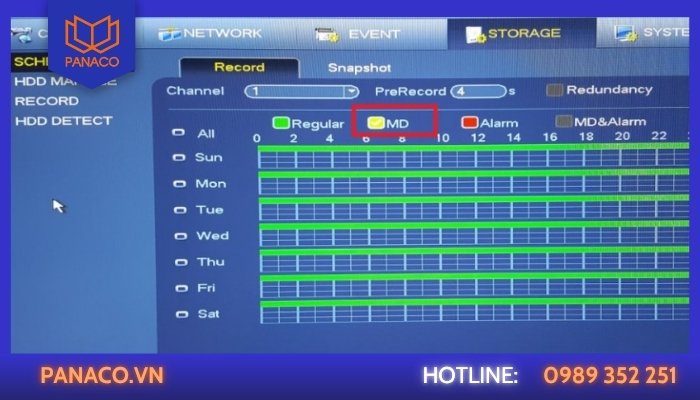 Bật mục MD (Motion Detection)
