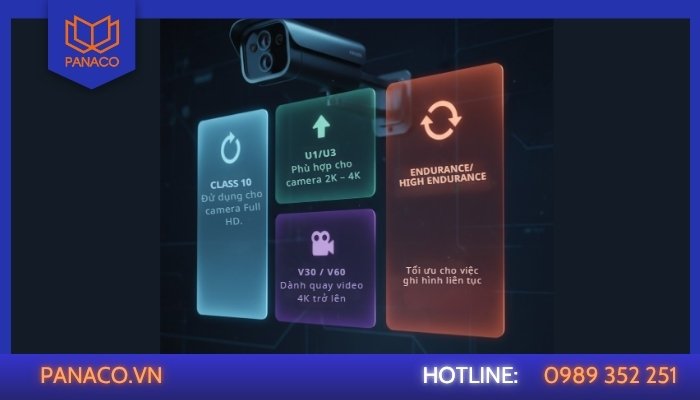 Nên chọn thẻ nhớ chuyên dụng (Endurance) thay vì thẻ microSD thường, vì nó bền hơn và tối ưu cho việc ghi hình liên tục