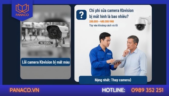 Chi phí sửa chữa camera Kbvision bị mất màu