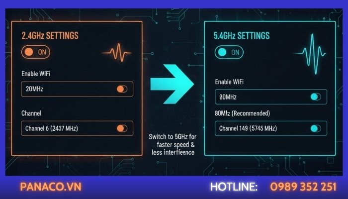 Chuyển đổi băng tần và kênh WiFi
