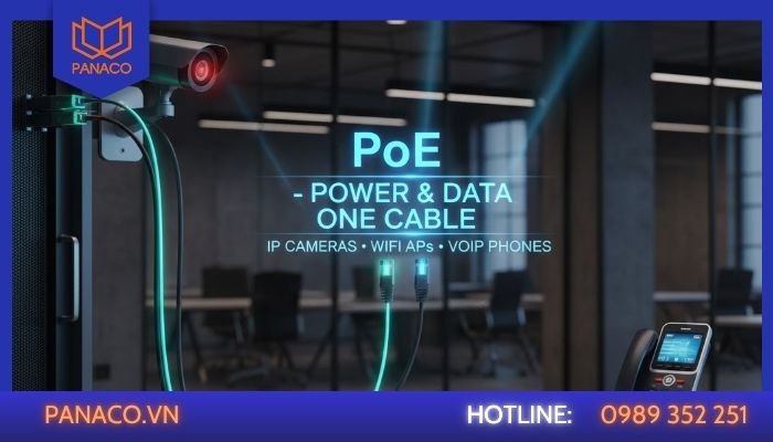 PoE cho phép truyền điện năng qua cáp mạng