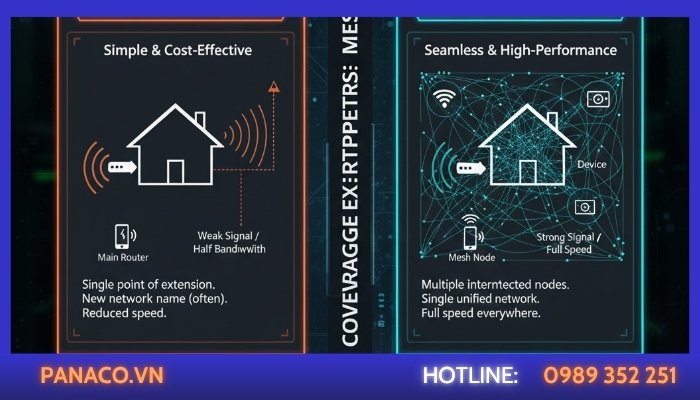 Sử dụng Bộ Mở Rộng Sóng (Repeater) hoặc WiFi Mesh