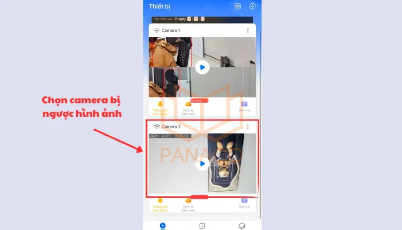 Chọn camera Yoosee cho hình ảnh bị ngược trong ứng dụng giám sát