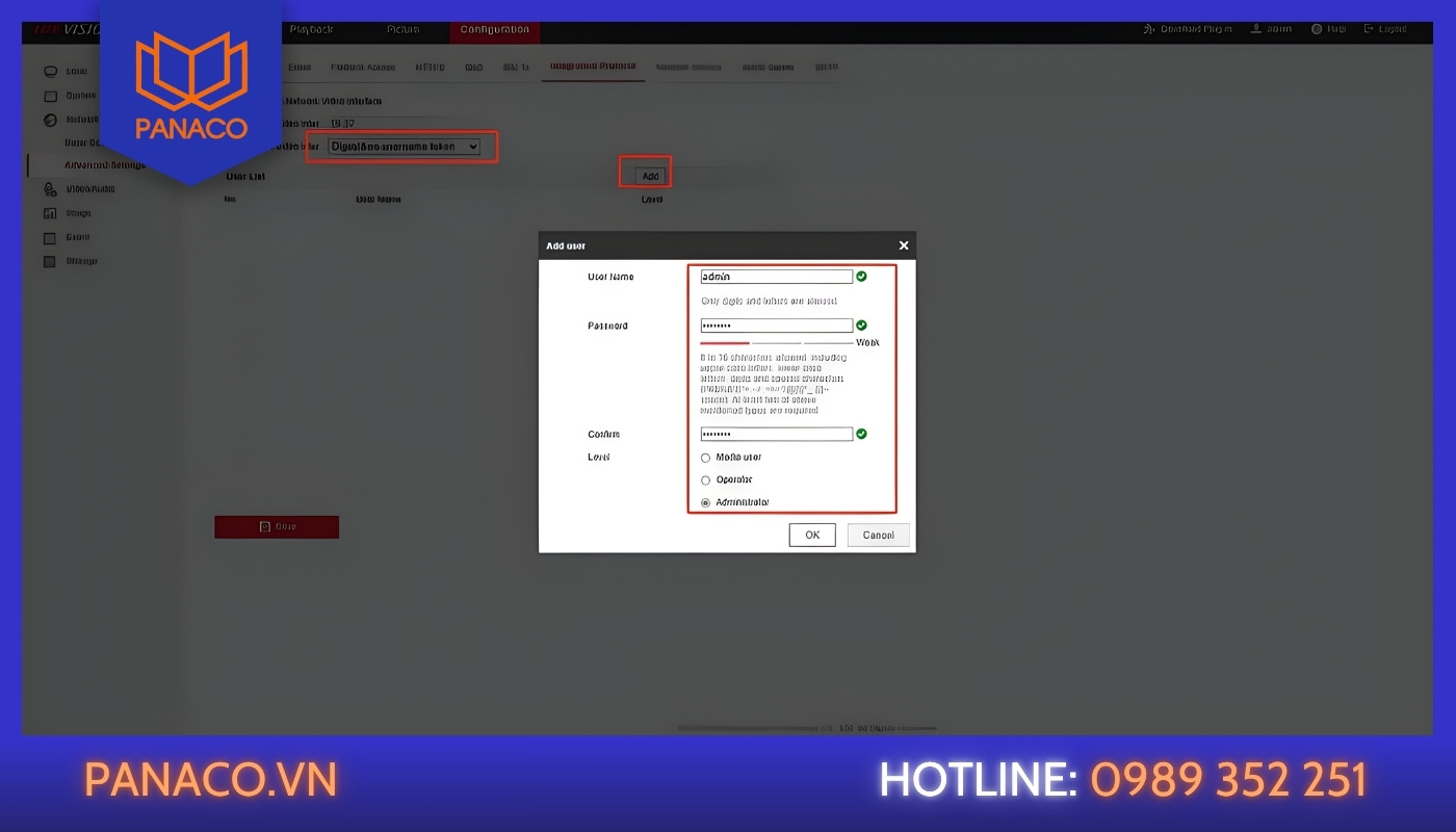 Hộp thoại Thêm người dùng (Add User)