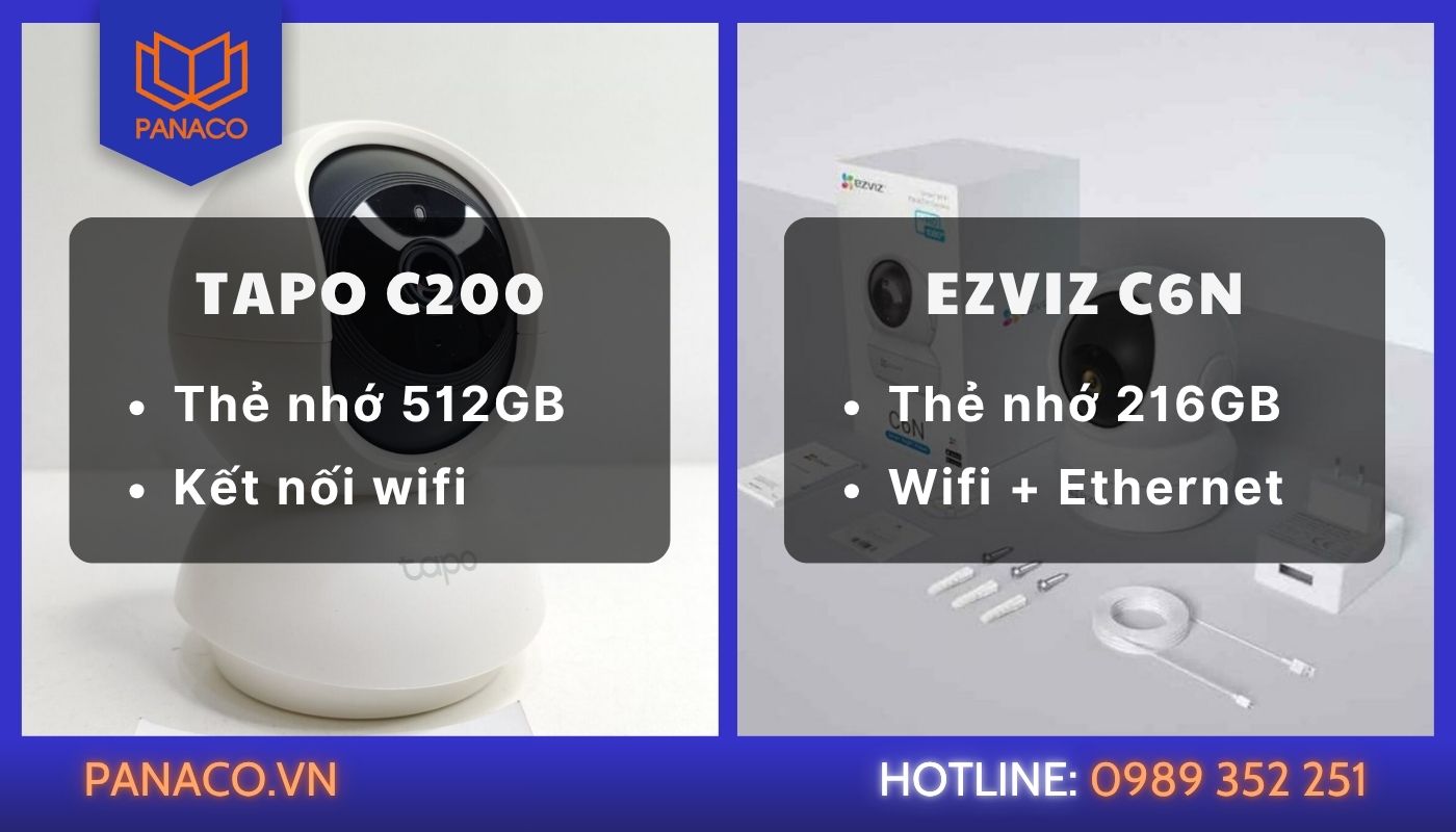 So sánh camera Tapo C200 và Ezviz C6N về lưu trữ So sánh camera Tapo C200 và Ezviz C6N về lưu trữ