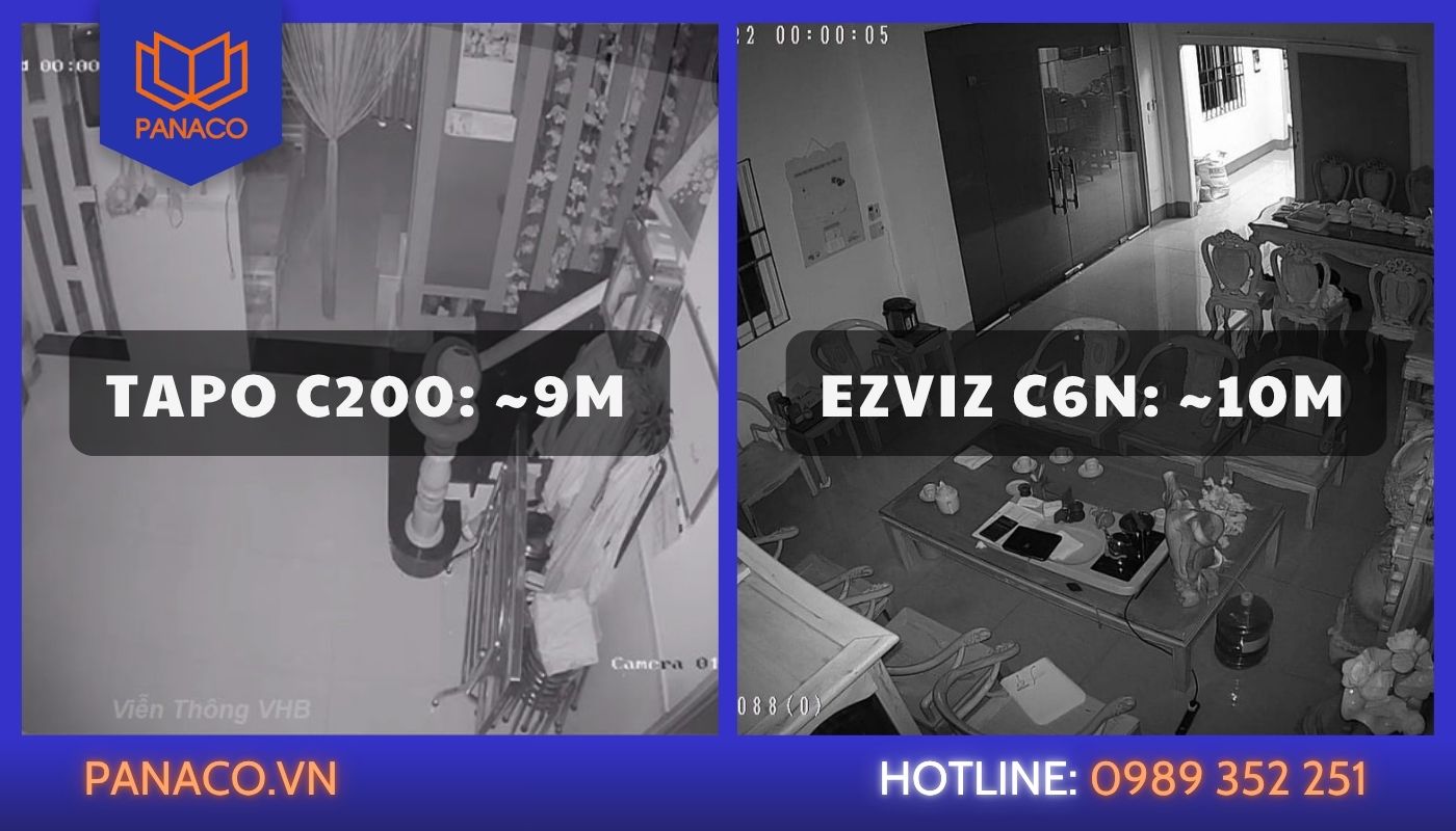 Tapo C200 vs Ezviz C6N về tầm nhìn đêm Tapo C200 vs Ezviz C6N về tầm nhìn đêm