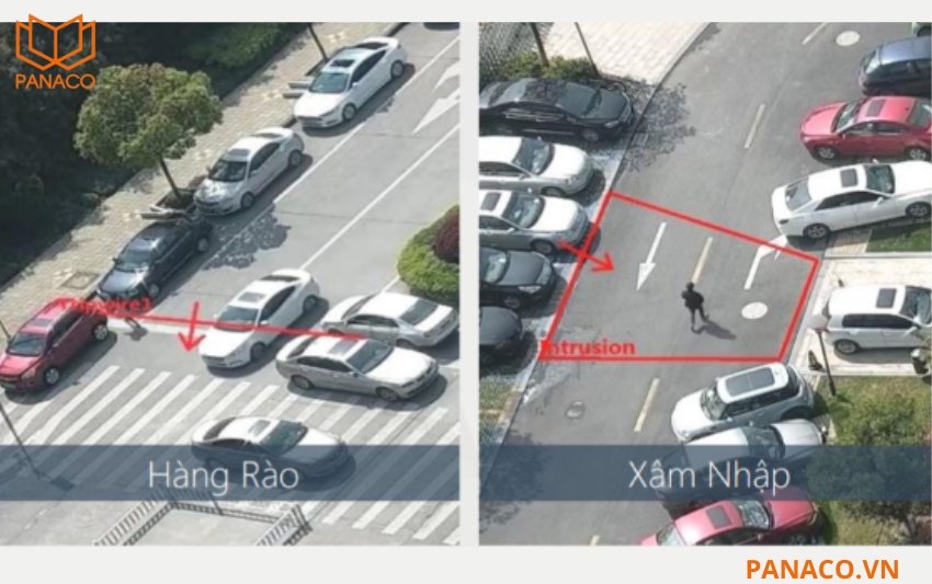 Camera hỗ trợ các tính năng AI thông minh như Tripwire (vẽ đường cảnh báo), Intrusion (xâm nhập khu vực) và đặc biệt là SMD Plus