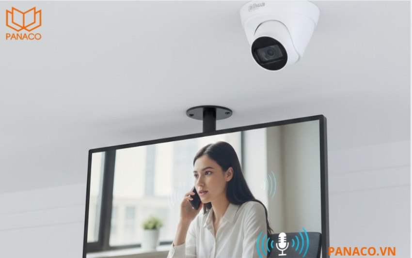 DH-IPC-HDW1230T2-A tích hợp Micro giúp thu âm rõ ràng và tăng tính bảo mật
