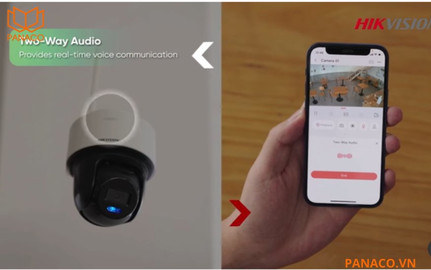 DS-2CFSP4/4G tích hợp micro và loa đàm thoại hai chiều từ xa