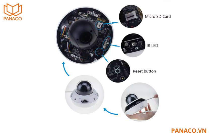 DS-2DE2A404IWG1-E hỗ trợ khe cắm thẻ nhớ microSD/microSDHC/microSDXC dung lượng tối đa 512GB