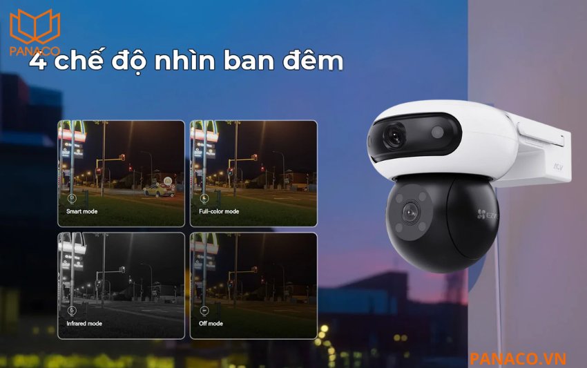 Ezviz C90 Dual hỗ trợ 4 chế độ quan sát ban đêm