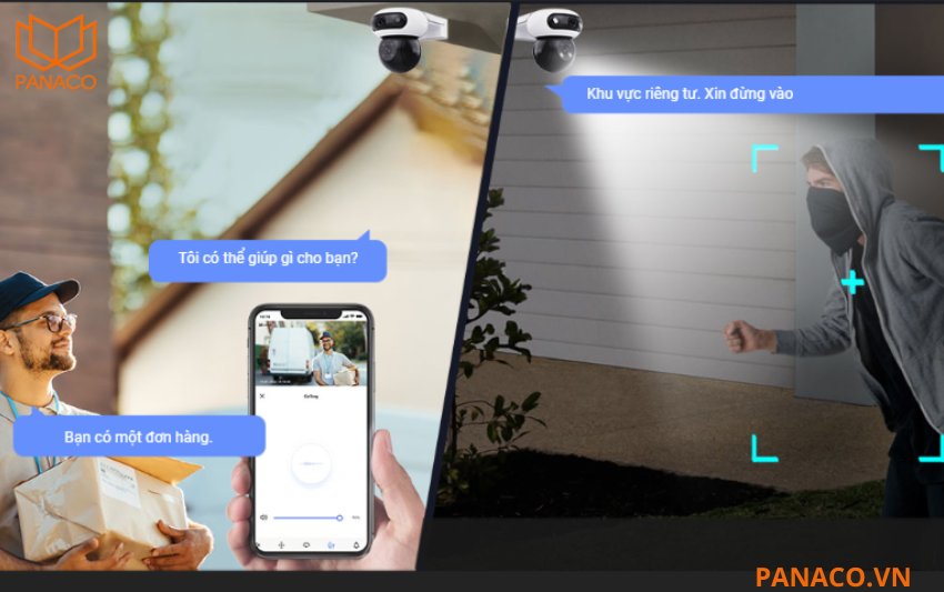 Camera đàm thoại hai chiều Ezviz C90 Dual tích hợp micro thu âm rõ ràng và loa giao tiếp hai chiều