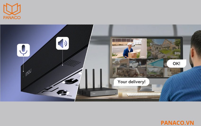 Imou N110W tích hợp micro và loa để đàm thoại hai chiều trực tiếp qua phần mềm