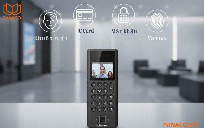 Máy chấm công hỗ trợ đa dạng phương thức xác thực bao gồm khuôn mặt, thẻ IC Card, mật khẩu và vân tay