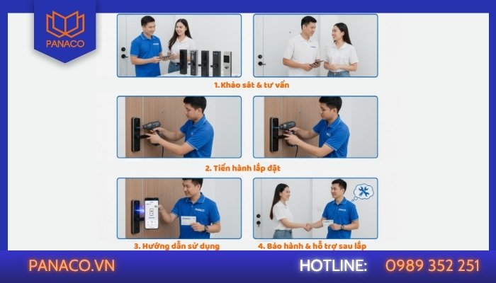 Các bước lắp đặt khóa cửa vân tay nhà trọ của đội ngũ Panaco