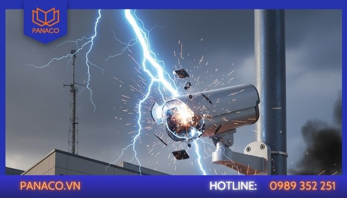 Sét trực tiếp đánh vào camera