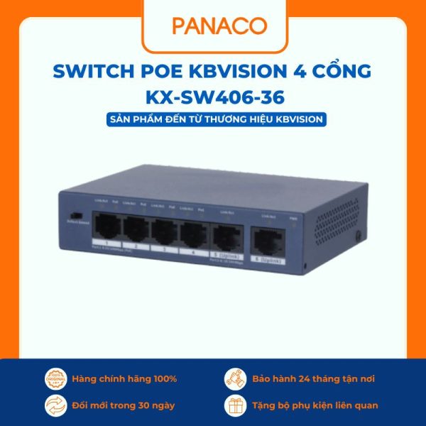 Switch Poe Kbvision 4 cổng KX-SW406-36