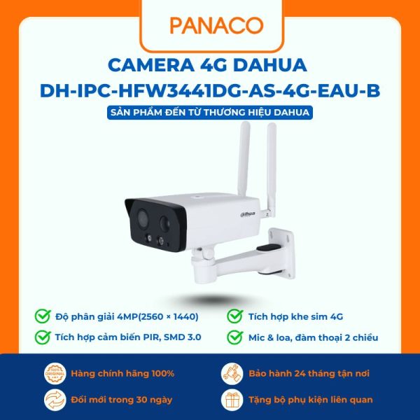 Camera IP Dahua 4MP DH-IPC-HFW3441DG-AS-4G-EAU-B