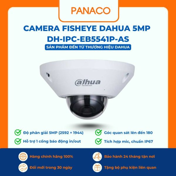 Camera Fisheye Dahua 5MP DH-IPC-EB5541P-AS