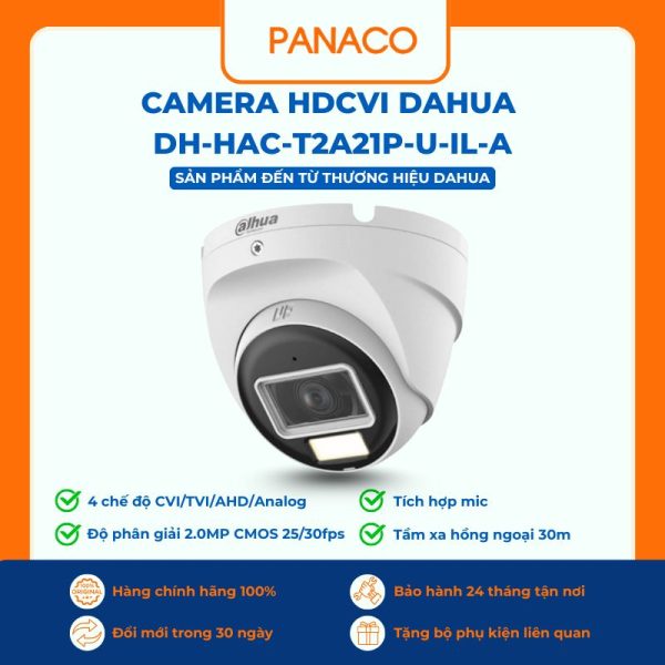 Camera HDCVI 2MP Dahua DH-HAC-T2A21P-U-IL-A
