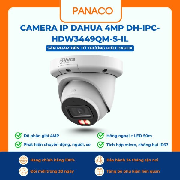 Camera IP Dahua 4MP DH-IPC-HDW3449QM-S-IL