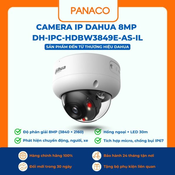 Camera IP Dahua 8MP DH-IPC-HDBW3849E-AS-IL