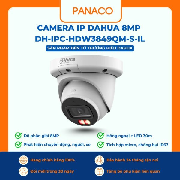Camera IP Dahua 8MP DH-IPC-HDW3849QM-S-IL