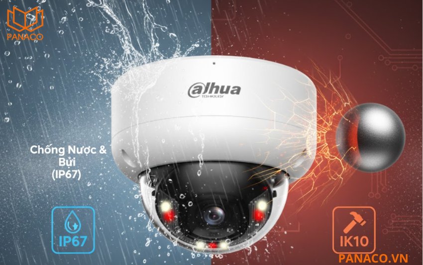 DH-IPC-HDBW3449E-AS-IL được thiết kế với lớp vỏ kim loại đạt chuẩn IP67