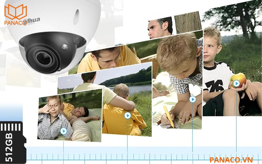 DH-IPC-HDBW5842E-ZE lưu trữ dung lượng lớn với thẻ nhớ lên đến 512GB
