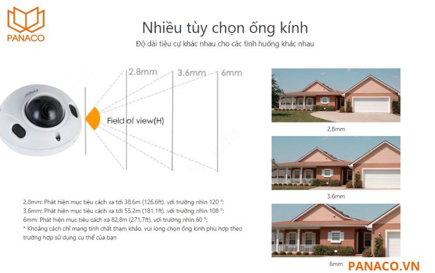 DH-IPC-HDBW3441F-AS-S2 hỗ trợ nhiều tùy chọn ống kính