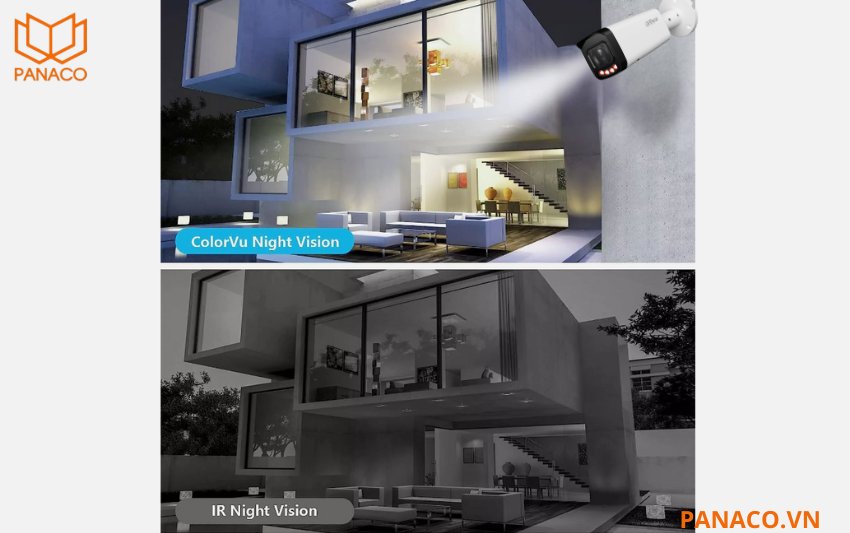 Hệ thống đèn đa lõi tích hợp cho phép camera linh hoạt chuyển đổi giữa chế độ hồng ngoại và ánh sáng ấm