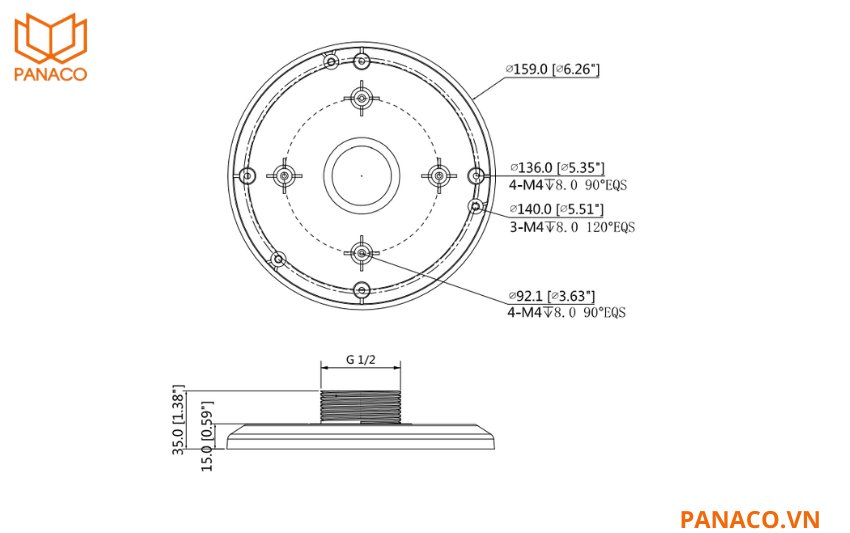DH-PFA101 có kích thước tối ưu φ159mm x 35mm cho lắp đặt gọn gàng