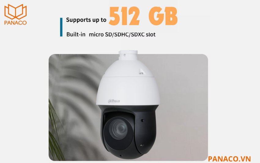 DH-SD49225GB-HNR hỗ trợ khe thẻ nhớ lên đến 512GB