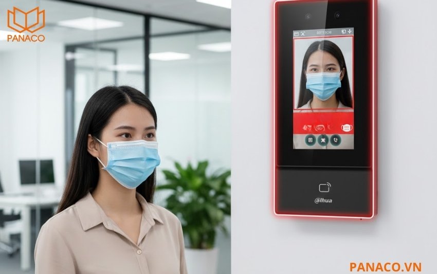 DHI-ASI6213S-D phát hiện khẩu trang, mũ bảo hiểm và hỗ trợ QR cho khách
