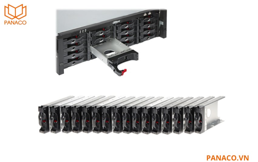 DHI-NVR5064-EI hỗ trợ 16 ổ cứng và cổng eSATA giúp mở rộng lưu trữ mạnh mẽ