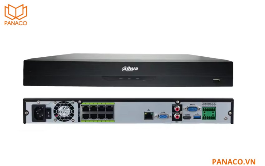 DHI-NVR5208-8P-EI thiết kế cổng ra HDMI và VGA xuất hình sắc nét