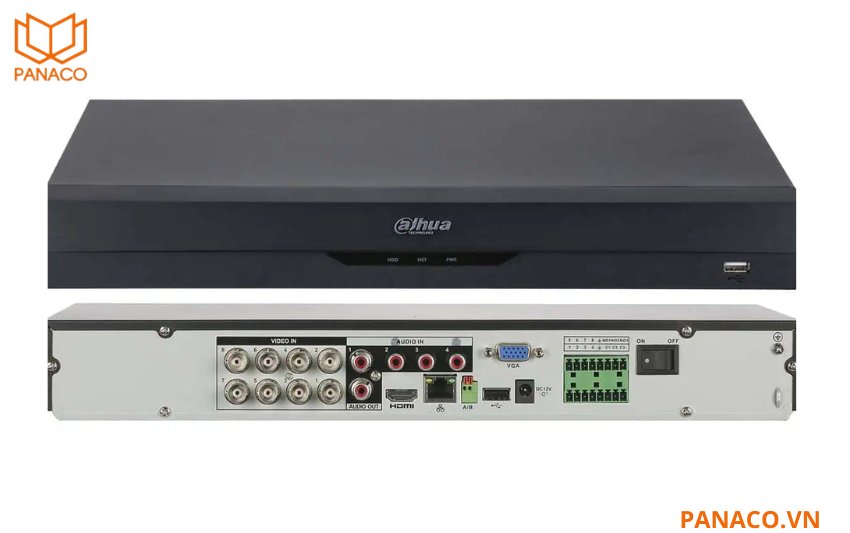 Đầu ghi được trang bị 1 cổng HDMI hỗ trợ xuất hình 4K và 1 cổng VGA