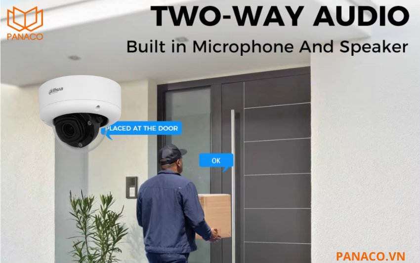 Camera đàm thoại 2 chiều Dahua sở hữu hai micro tích hợp kết hợp cùng thuật toán khử nhiễu của Dahua